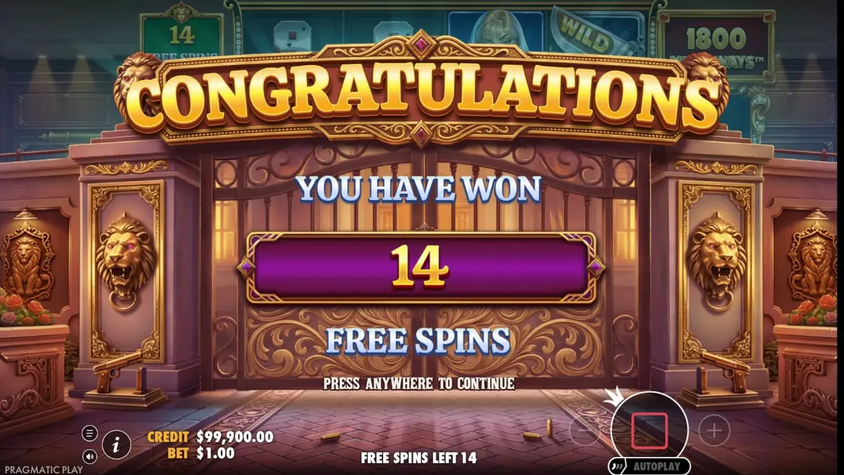 Tampilan visual slot Mini Mafia Megaways dengan tema kartun mafia