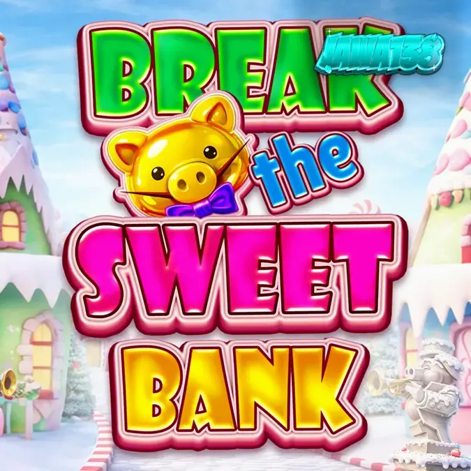 Tampilan visual slot Break the Sweet Bank dengan tema permen dan piggy bank