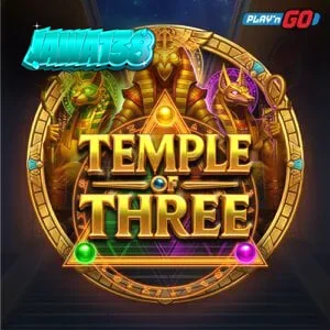 Tampilan visual slot Temple of Three dengan tema kuil Mesir